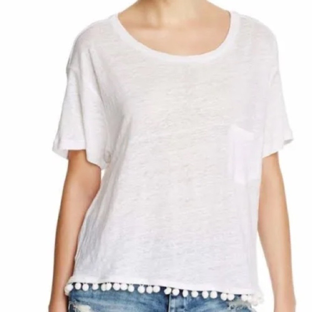 Rails Billie Pom Pom Linen Tee Shirt T-Shirt Boxy White Sz L